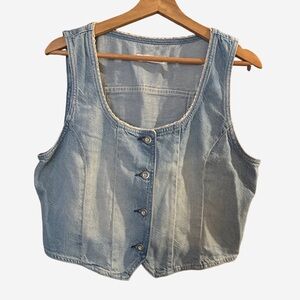 Arizona Jean Company Vintage-Wash Lace Trimmed Denim Vest